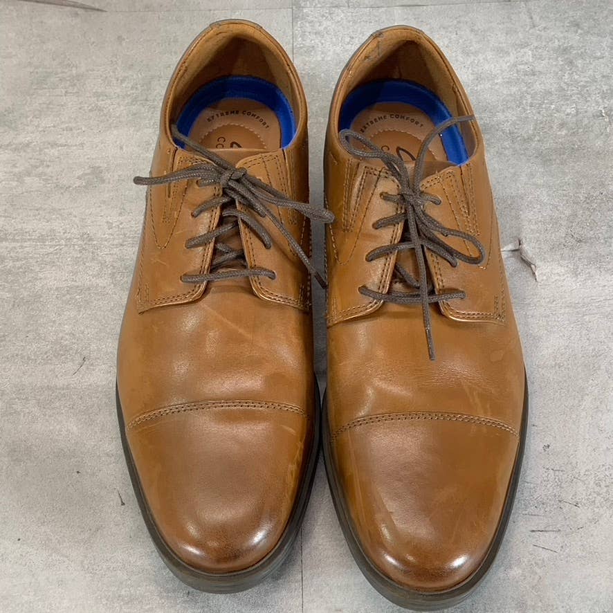 CLARKS Collection Men's Dark Tan Leather Whiddon Lace-Up Cap-Toe Oxfords SZ 10