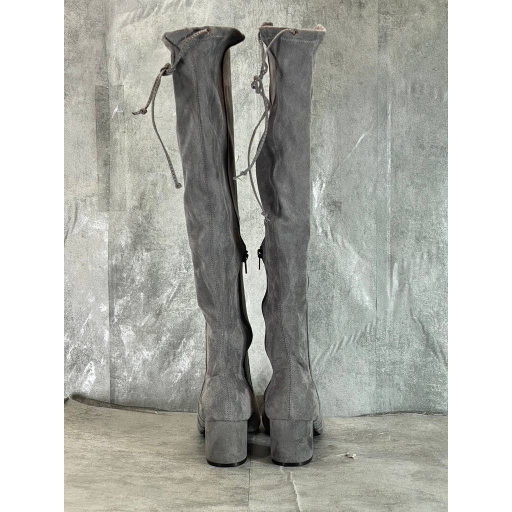 SUGAR Women's Grey Micro Ollie Memory Foam Over-The-Knee Block-Heel Boots SZ 9