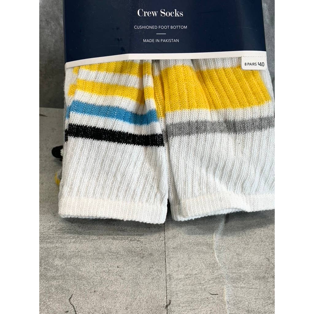 Club Room Men's Multi Striped 8-Pack Crew Socks SZ 10-13