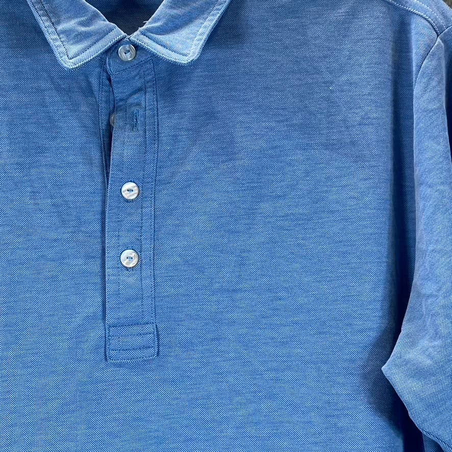 TRAVIS MATHEW Men's Blue Heathered Short-Sleeve Pima Polo Shirt SZ L