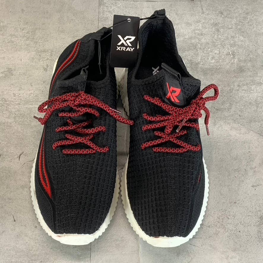 XRAY FOOTWEAR Men's Black/Red Knit Breathable Niko Lace-Up Sneakers SZ 8