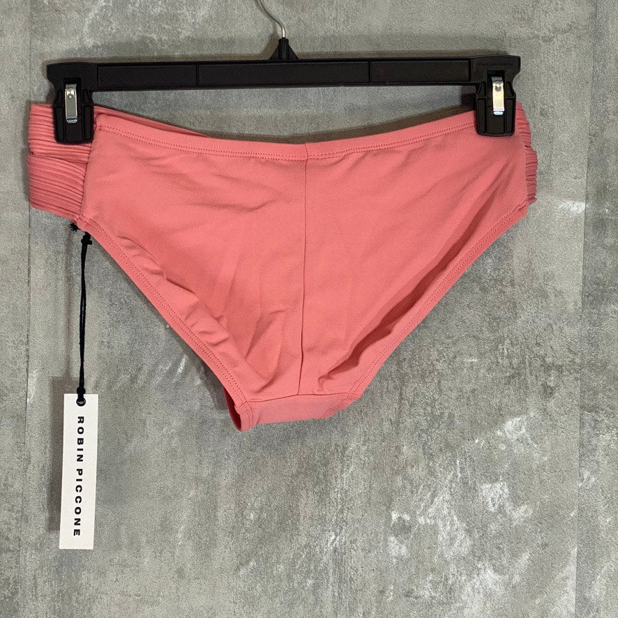 ROBIN PICCONE Pink Lemonade Lily Sash Hipster Moderate Coverage Bikini Bottoms SZ M
