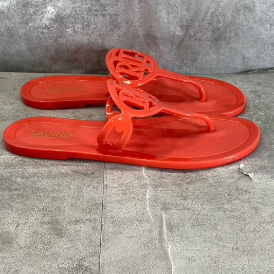 LAUREN RALPH LAUREN Women's Hayannis Port Orange Audrie Jelly Thong Sandals SZ8B