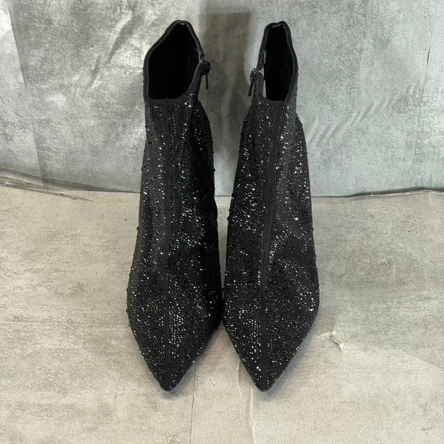 INC INTERNATIONAL Women's Black Bling Reisa Pointed-Toe Stiletto Booties SZ 12