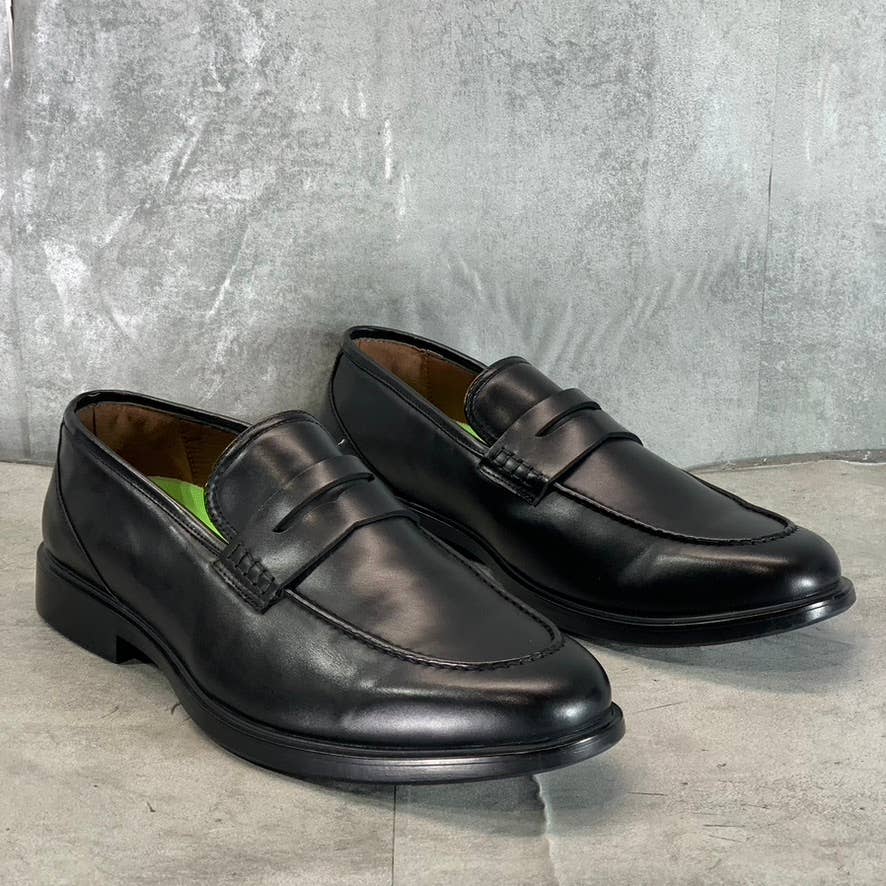VANCE CO. Men's Wide Width Black Faux Leather Keith Slip-On Penny Loafers SZ 12W