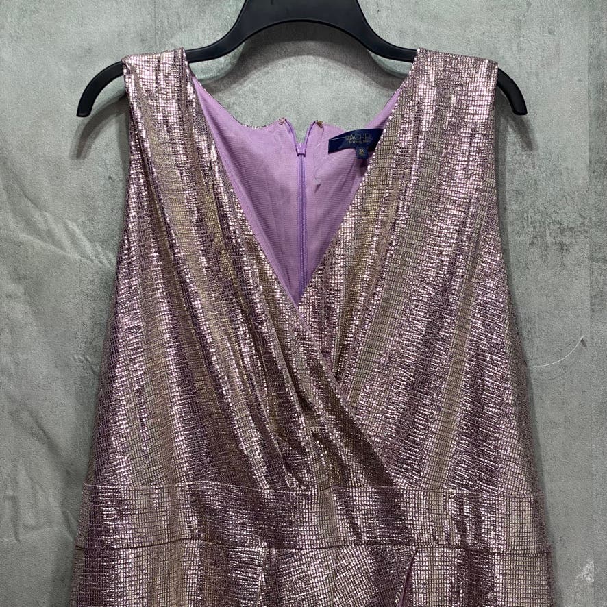 RACHEL ROY Plus Size Purple Faux-Wrap Sleeveless Knee-Length Brigette Foil Dress SZ 3X