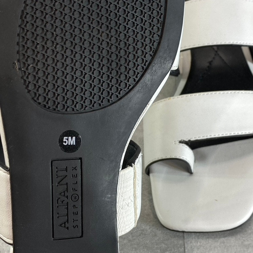 ALFANI Step N' Flex Women's White Baclinii Toe-Loop Cushioned Flat Slide Sandals