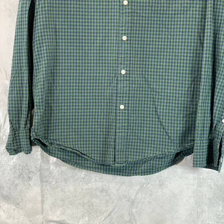 J.CREW Men's Green/Blue Gingham Classic-Fit Button-Up Shirt SZ M