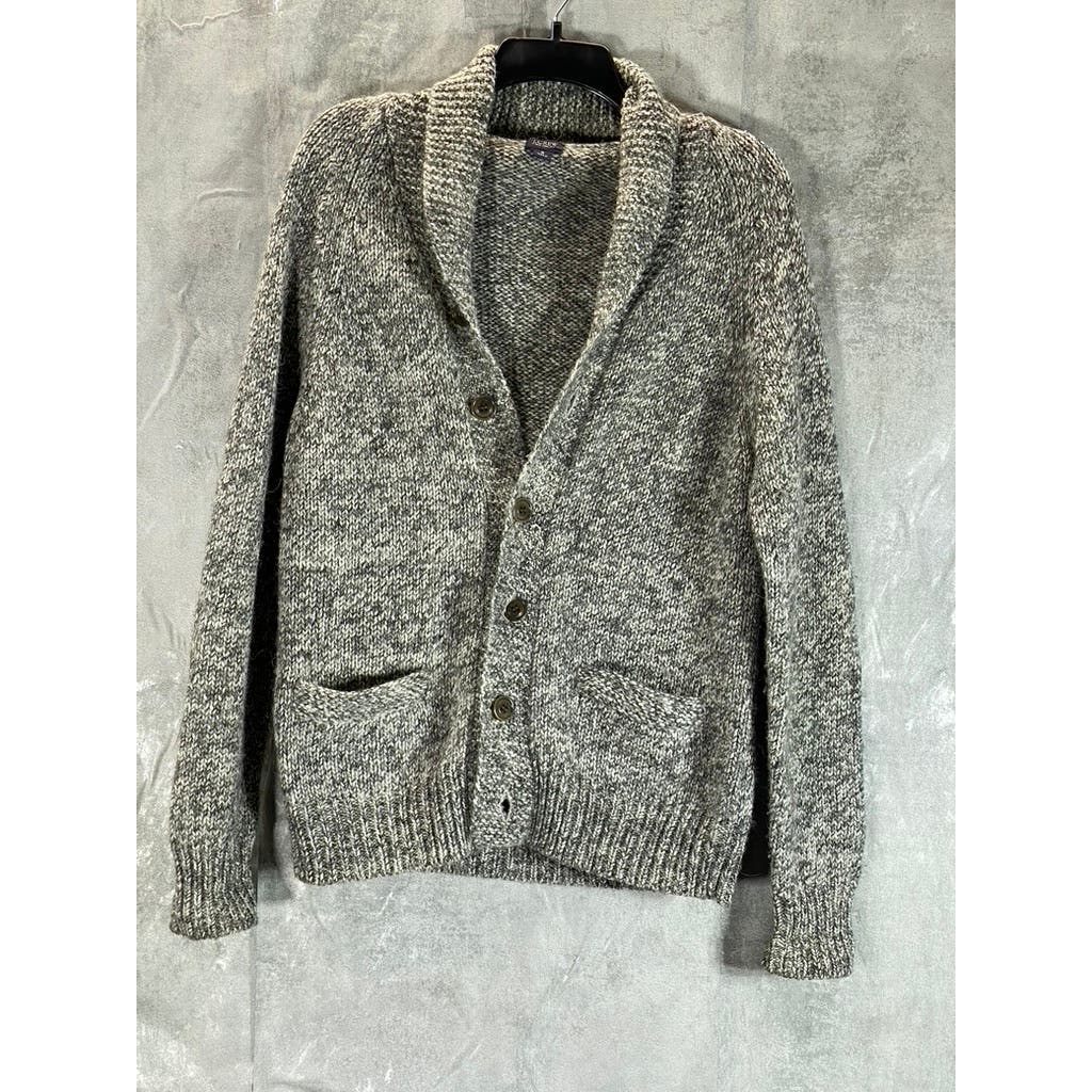 J.CREW Men's Grey Marled Wool Blend Knit Shawl Collar Cardigan SZ S