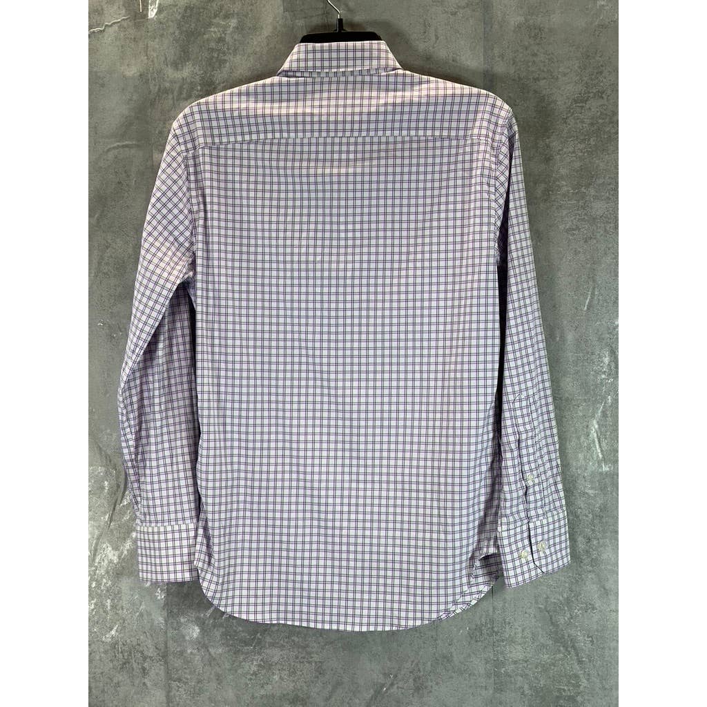 BONOBOS Men's Short White/Purple Slim-Fit Button-Up Long-Sleeve Shirt SZ XS