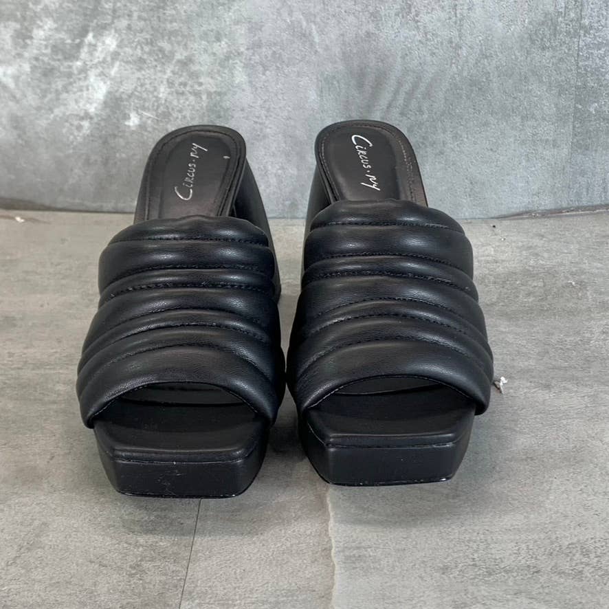 CIRCUS By Sam Edelman Women's Black Marlie Square-Toe Sculpted-Heel Sandals SZ 7