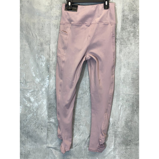 KAY UNGER Women's Mauve Ruched Cuff High-Waist Media Pocket Pull-On Athletic Legging SZ M