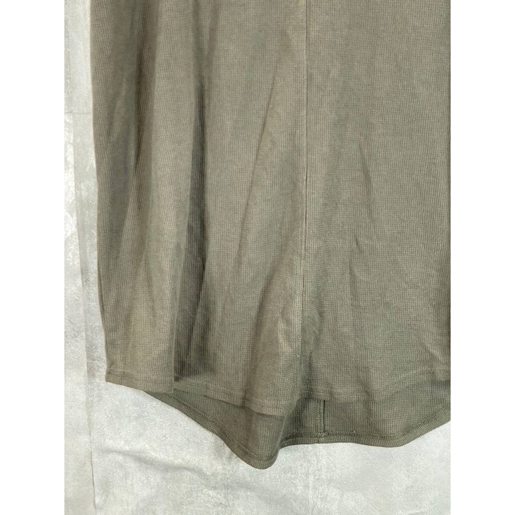 JACKSON Men's Olive Textured Crewneck Curved-Hem Short-Sleeve T-Shirt SZ M