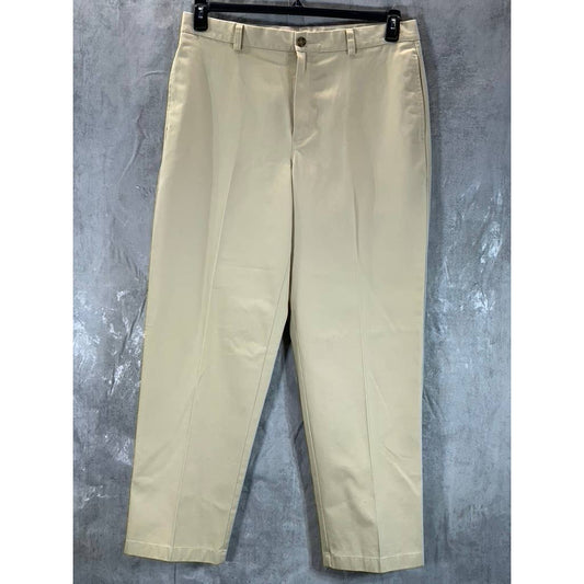 L.L. BEAN Men's Khaki Natural-Fit Plain-Front Chino Pants SZ 36X32