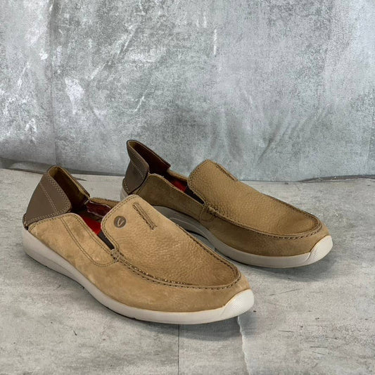 CLARKS Collection Men's Dark Sand Nubuck Leather Gorwin Step Slip-On Loafers SZ8