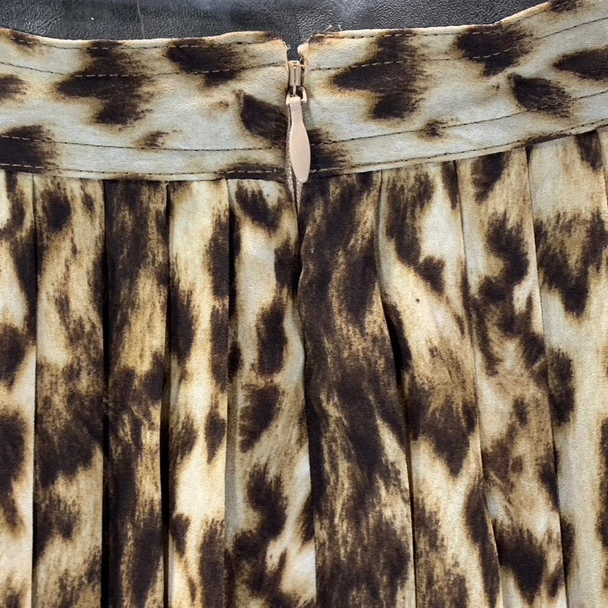 J.CREW Women's Tan Leopard Print Pleated Midi Skirt SZ 0