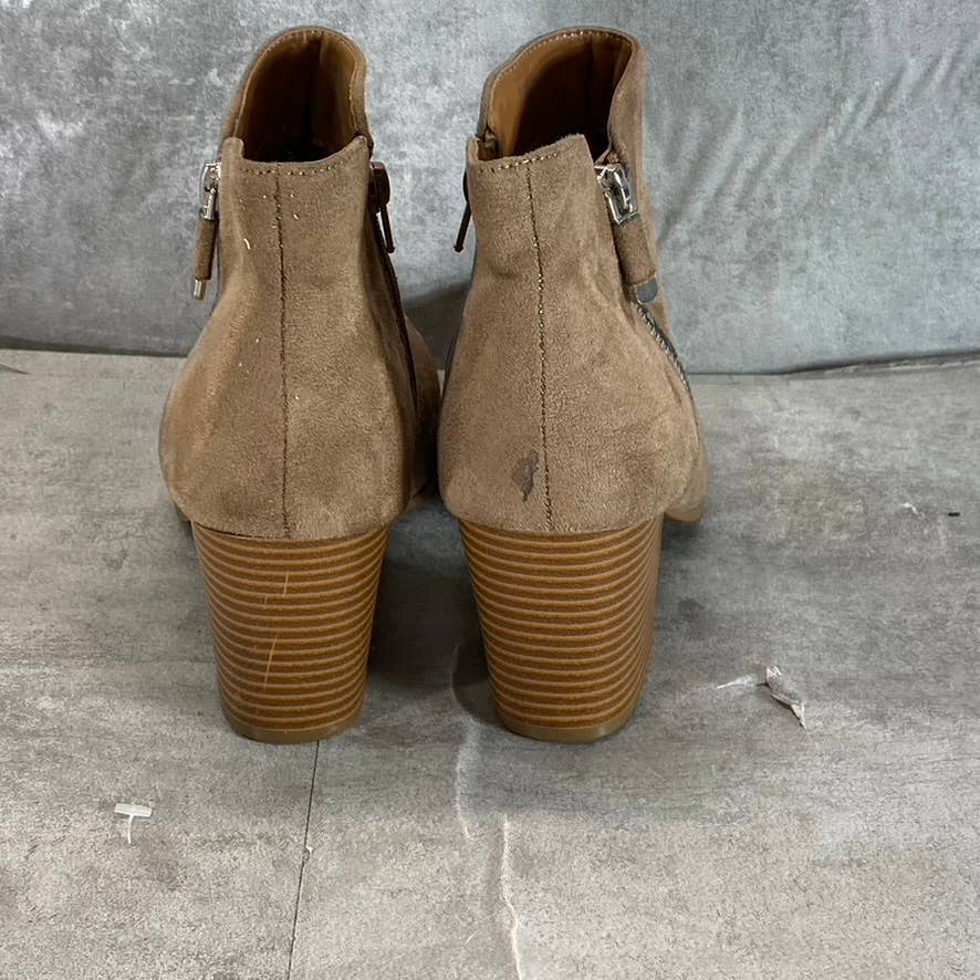 STYLE & CO Women's Taupe Masrinaa Slip-On Block-Heel Ankle Booties SZ 9.5
