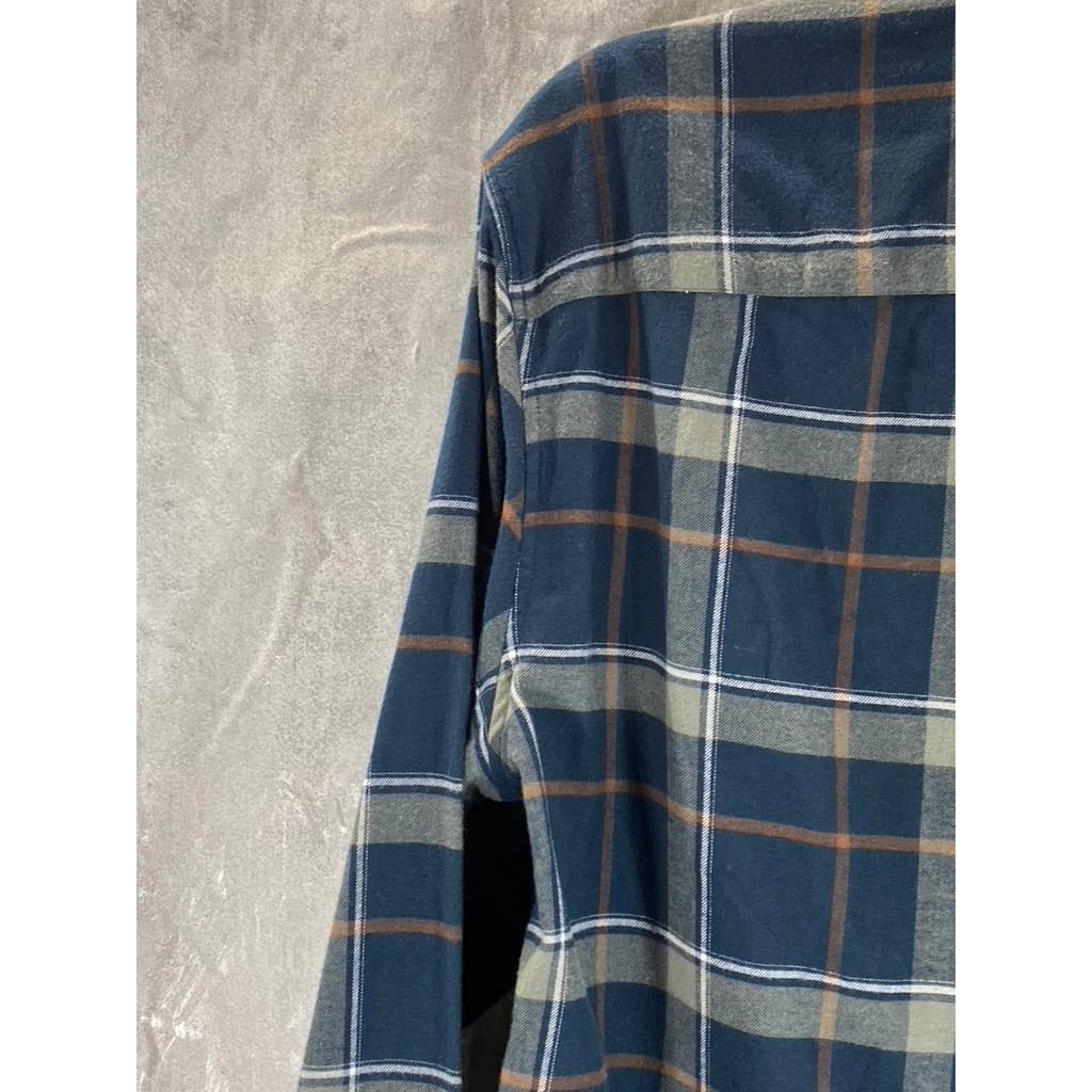 CLUB MONACO Men's Navy Plaid Slim-Fit Long Sleeve Button-Up Shirt SZ M