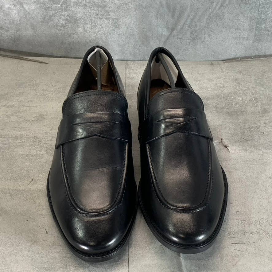 THOMAS & VINE Black Leather Bishop Memory Foam Apron Toe Split Penny Loafer SZ10