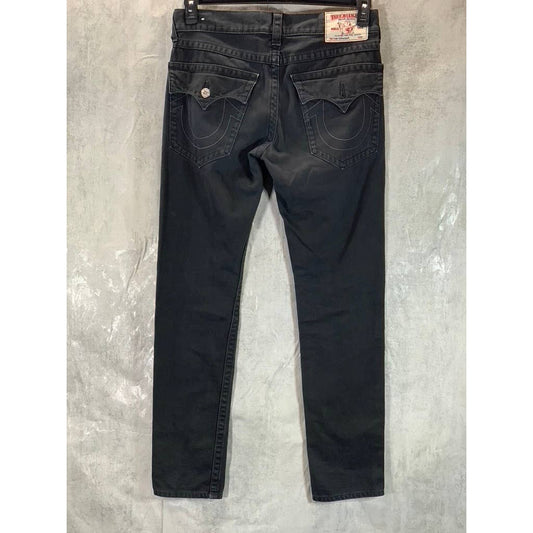 TRUE RELIGION Men's Black Straight-Fit Flap Pockets Cotton Jeans SZ 33X32