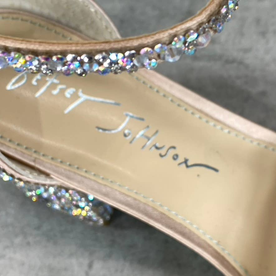 BLUE By BETSEY JOHNSON Women's Champange Mari Rhinestone Block-Heel Sandal SZ5.5