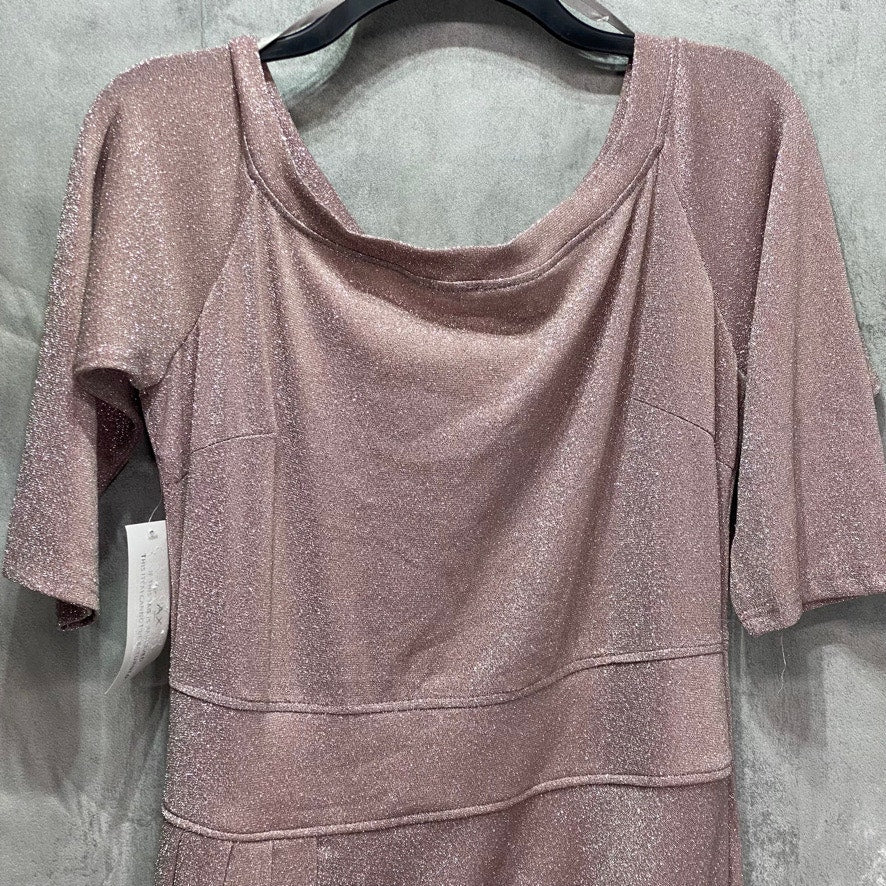 AX PARIS Pink Off The Shoulder Sparkle Maxi Slit Dress SZ 10