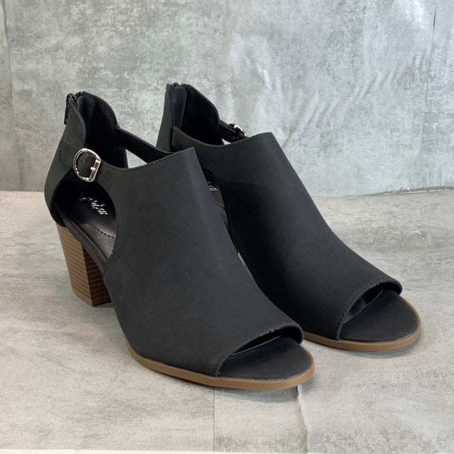 STYLE & CO Women's Black Jennaa Peep-Toe Cut-Out Block-Heel Shooties SZ 11
