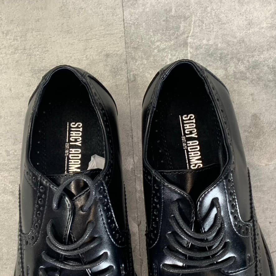 STACY ADAMS Men's Black Leather Garrison Wingtip Lace-Up Oxfords SZ 8
