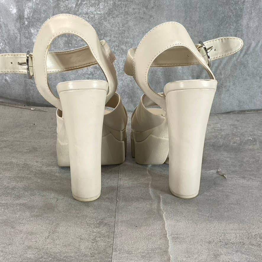 STEVE MADDEN Women's Beige Roxi Mega Lug Sole Platform High-Heel Sandals SZ 9