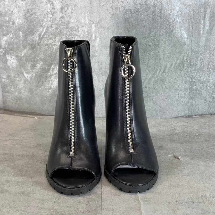 BAR III Women's Black Smooth Dillan Peep-Toe Front-Zip Shooties SZ 7.5