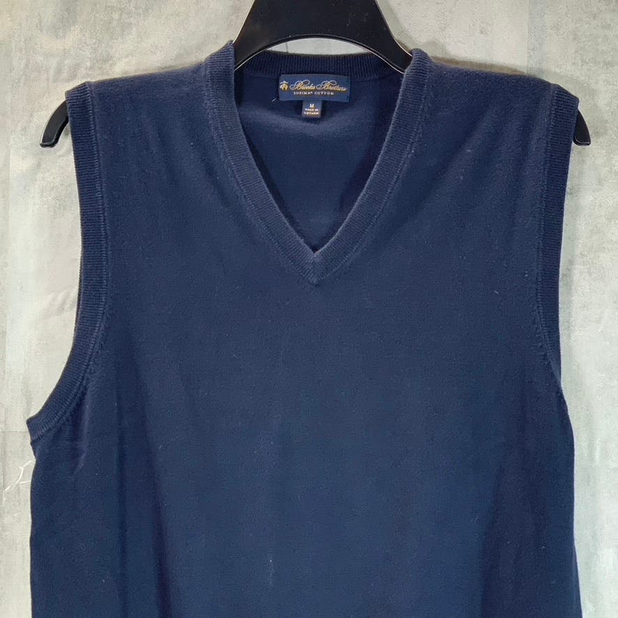 BROOKS BROTHERS Men's Navy Supima Cotton V-Neck Sweater Vest SZ M