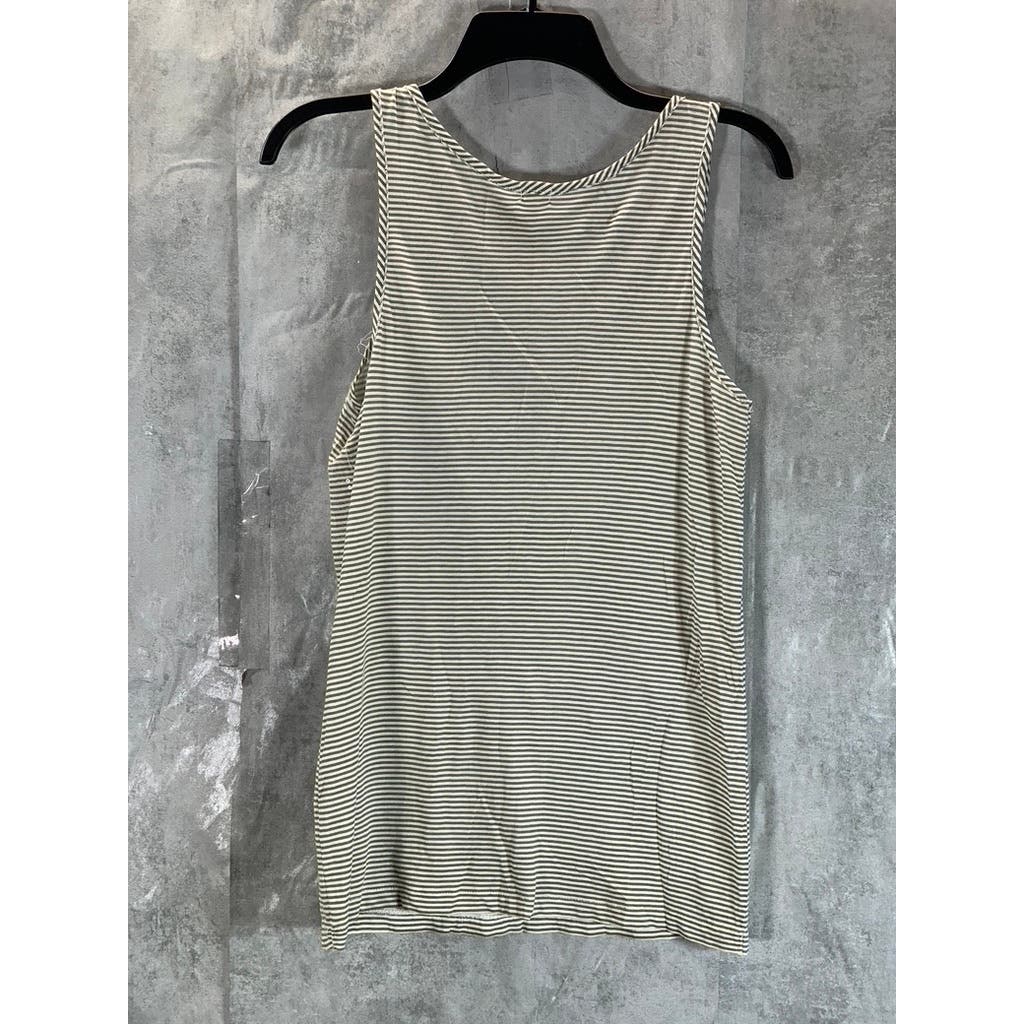 J.CREW Women's Gray/White Striped Sequin Embellished Henley Tank Top SZ S