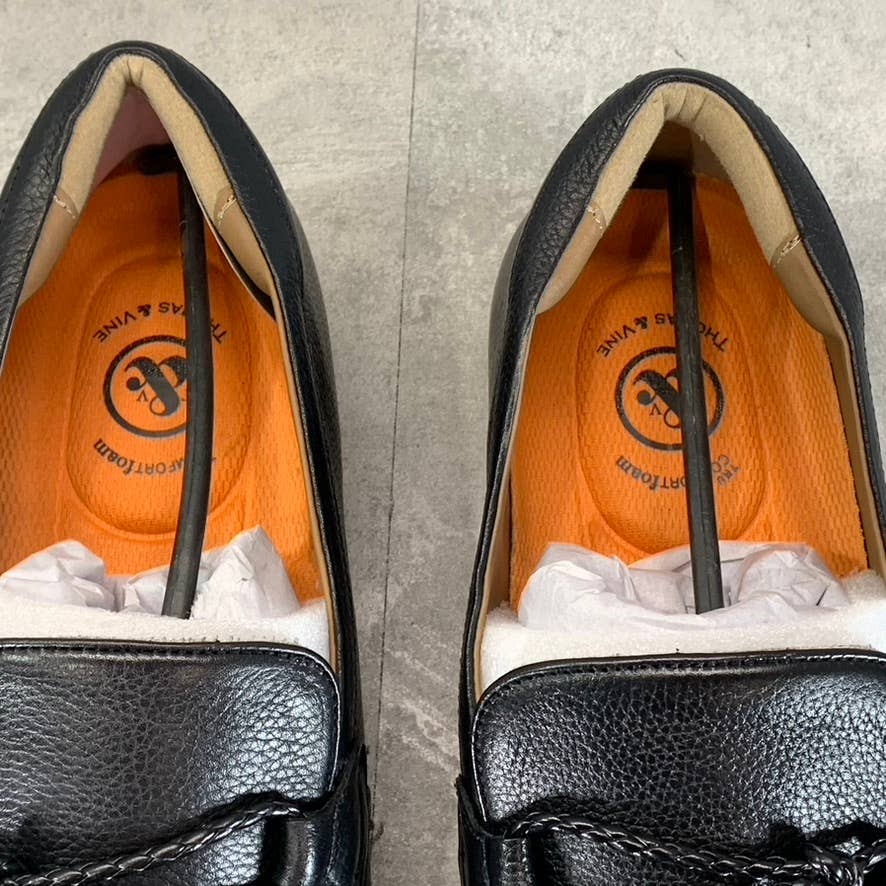 THOMAS & VINE Men's Black Leather Clayton Lace-Up Derby Shoes SZ 12