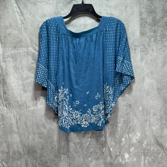 AMERICAN EAGLE Blue Printed Flutter Sleeve Top SZ XS