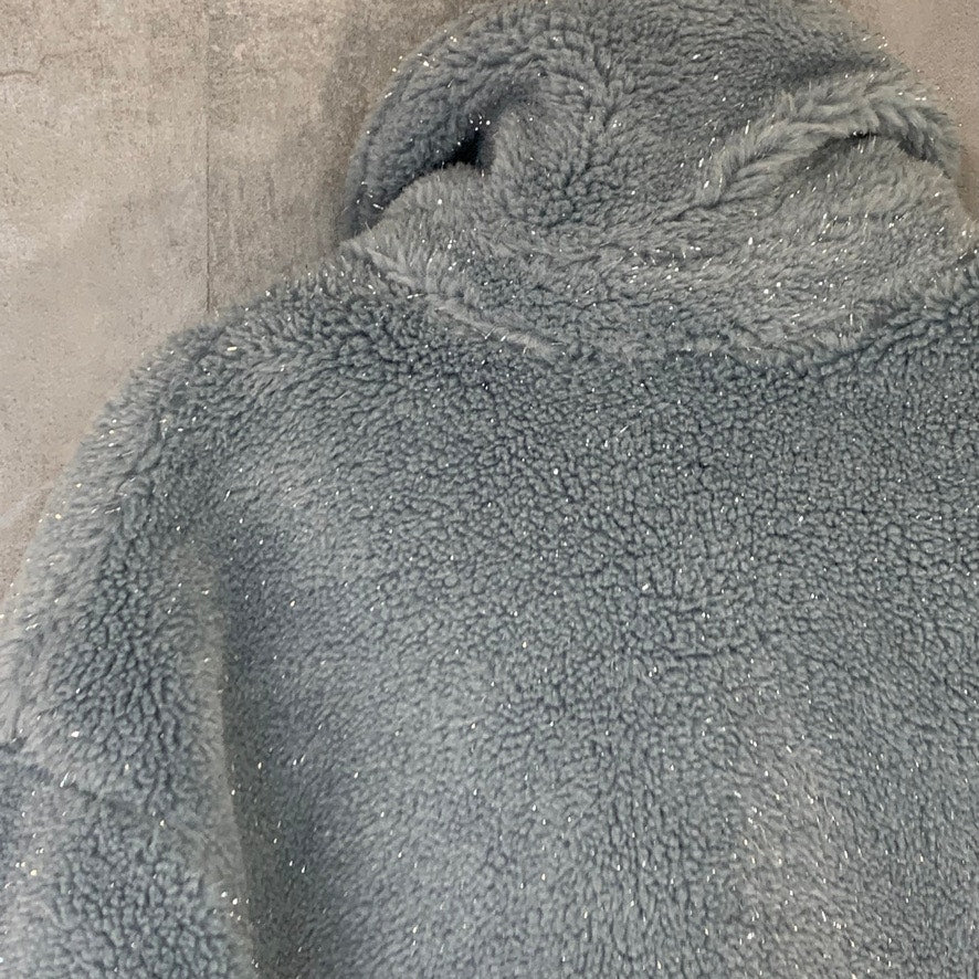 BCBGeneration Baby Blue Lurex Faux Fur Speckled Mid-Length Teddy Coat SZ M