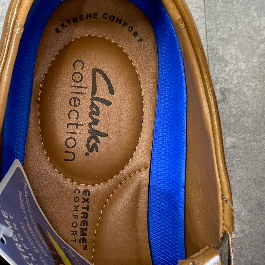 CLARKS Collection Men's Dark Tan Leather Whiddon Step Slip-On Loafers SZ 9.5