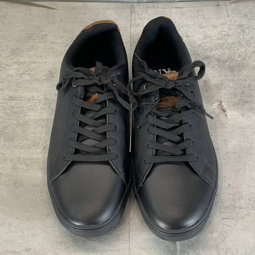 NEW YORK & COMPANY Men's Black Faux-Leather Cooper Low-Top Sneakers SZ 11