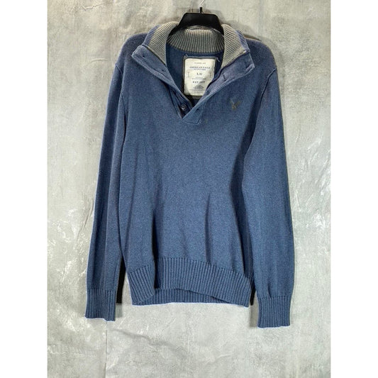 AMERICAN EAGLE OUTFITTERS Men's Blue Classic-Fit Mock Neck Pullover Sweater SZ L