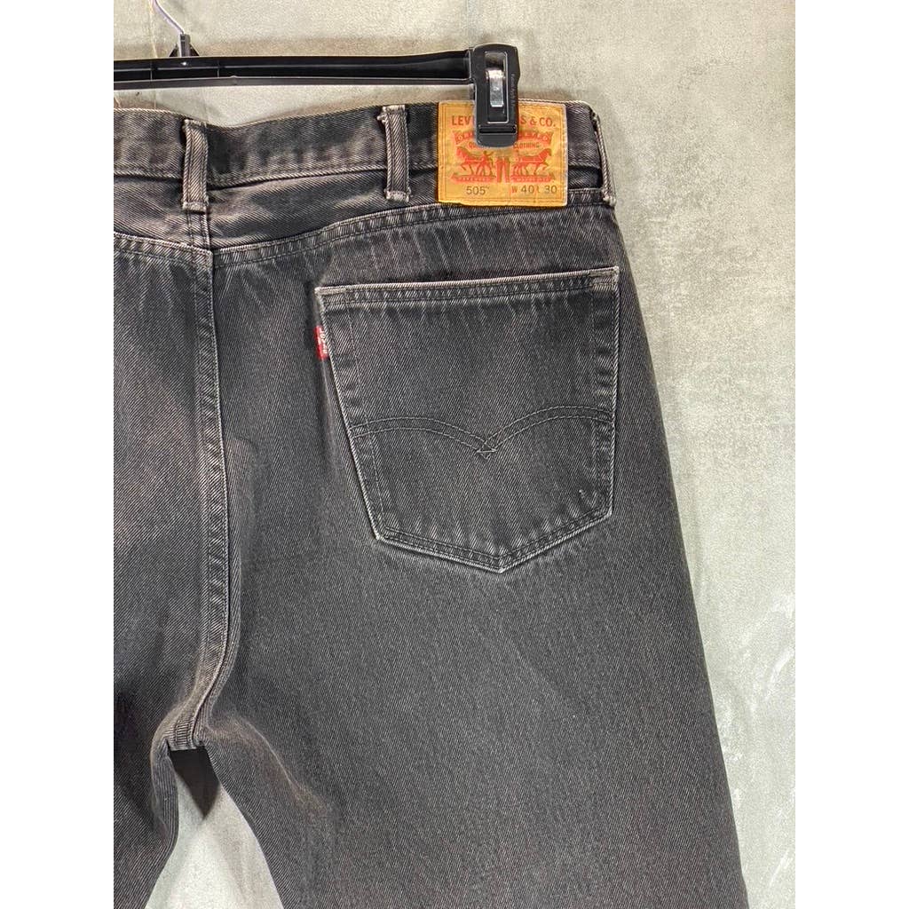 LEVI'S Men's Black 505 Regular-Fit Straight-Leg Denim Non-Stretch Jeans SZ 40X30