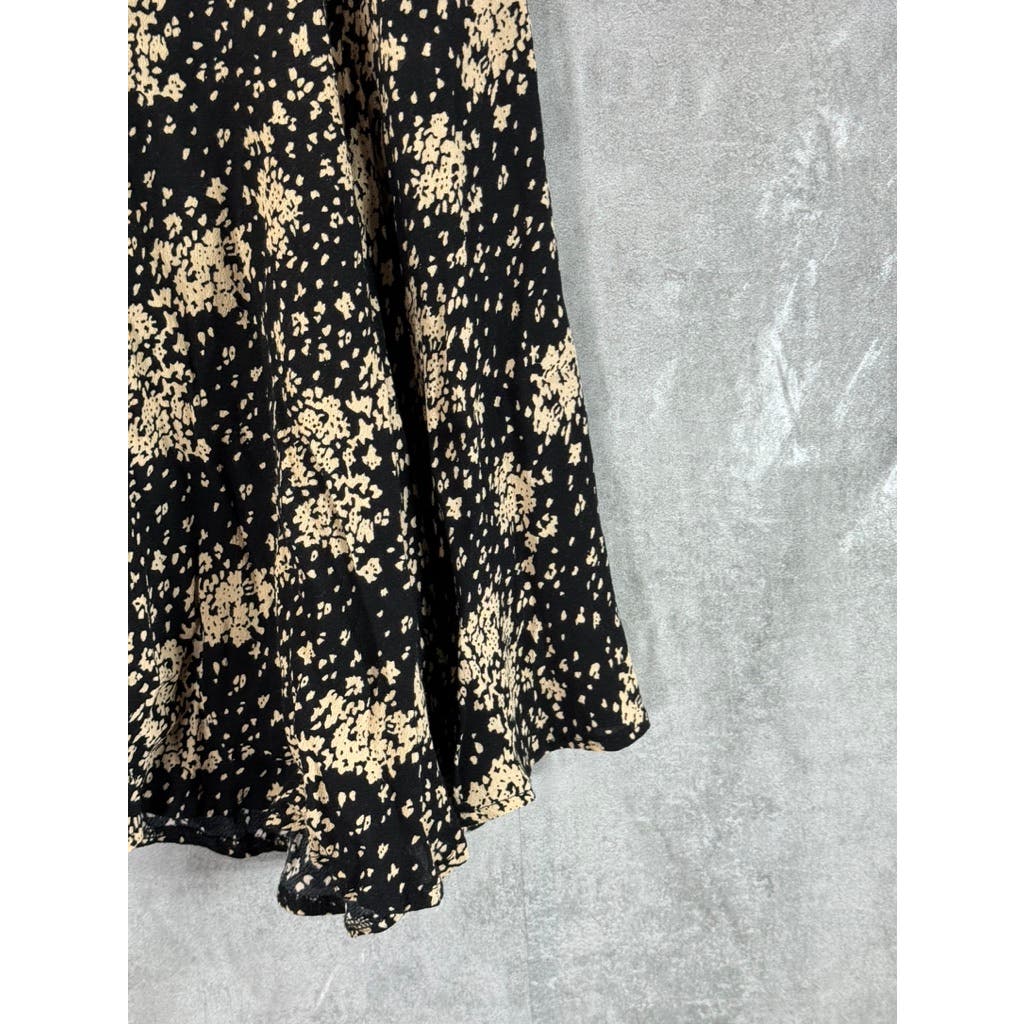 DRESS FORUM Women's Black/Cream Printed A-Line Midi Skirt SZ S