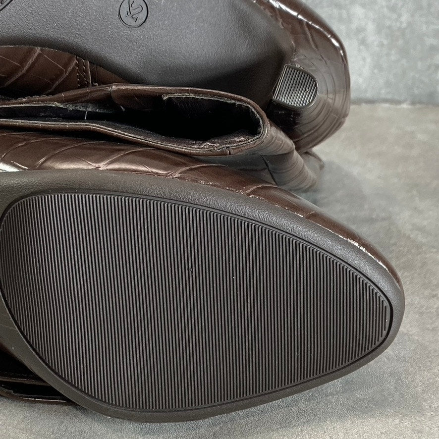 KAREN SCOTT Women's Wide Calf Brown Croc Embossed Hanna Dress Boots SZ 8WC