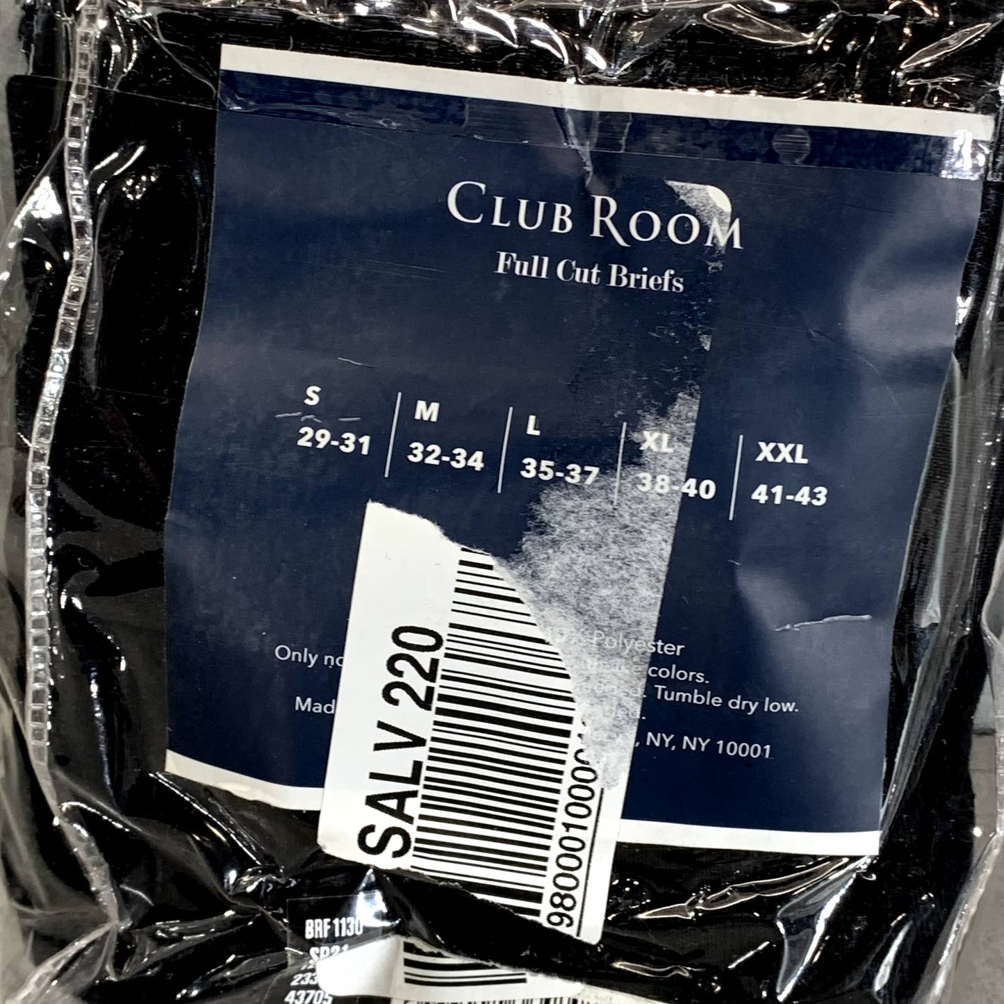 CLUB ROOM Men's Solid Black Full-Cut Tagless No-Ride Up 8-Pack Briefs SZ XL
