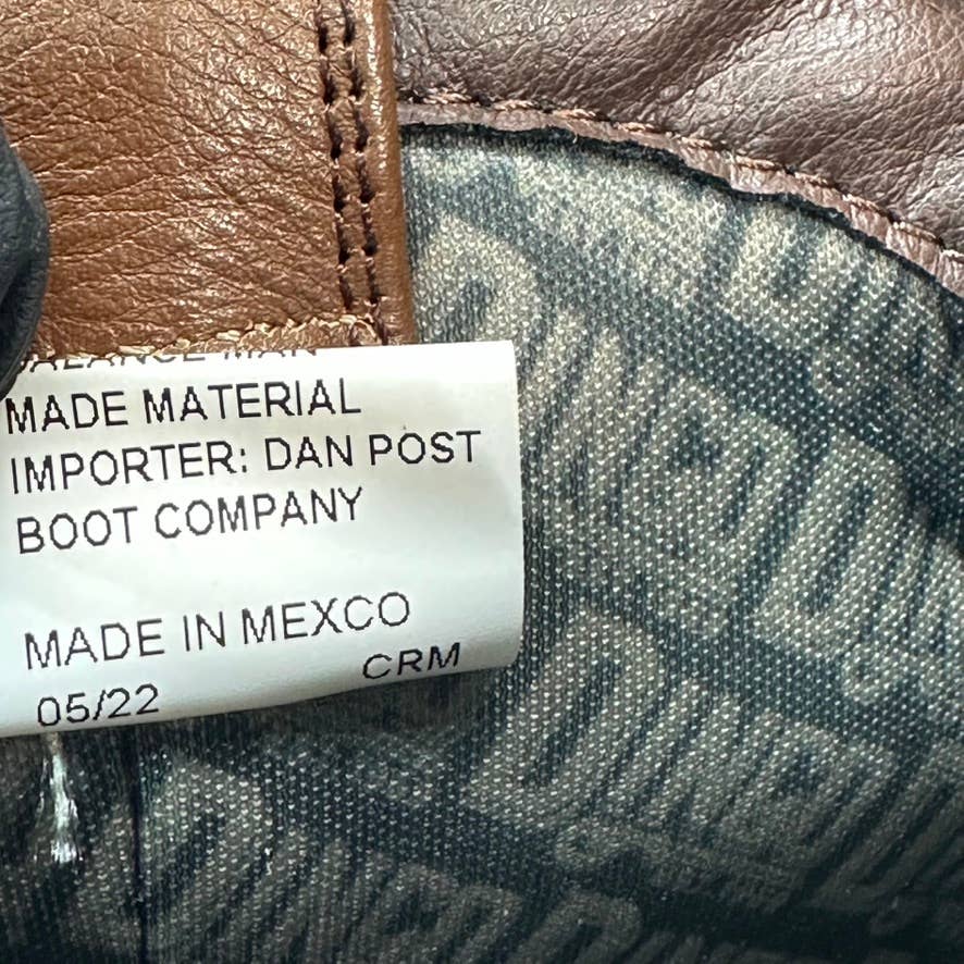 DINGO Men's Brown Leather Montana Almond-Toe Block-Heel Western Boots SZ 8.5