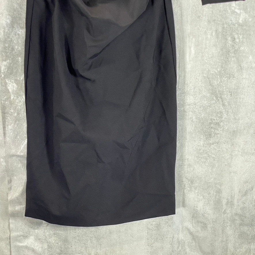 MARELLA Women's Black Iguana Stretch Gathered Front Round-Neck Midi Dress SZ 4