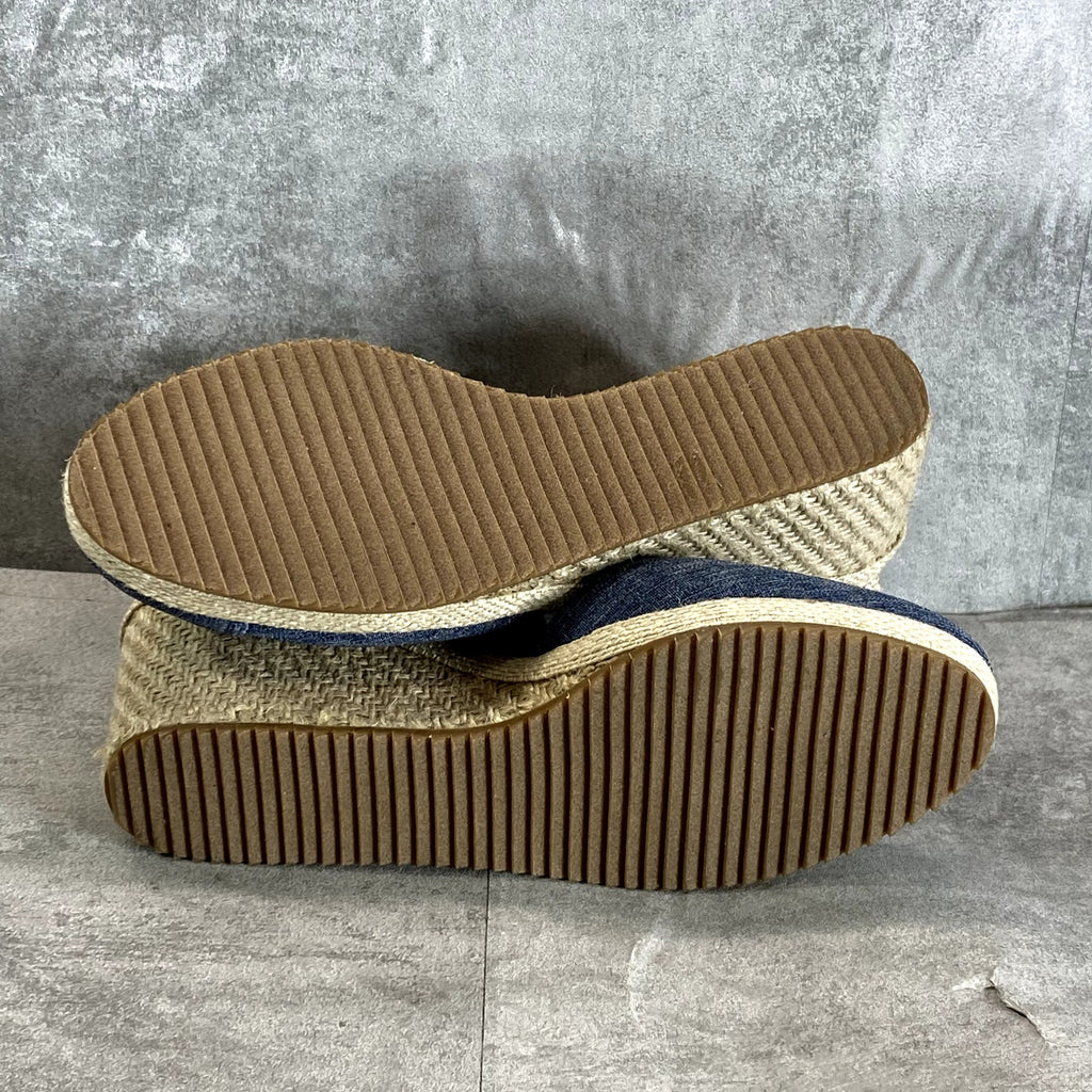 ANNE KLEIN Women's Denim Zoey Closed-Toe Slip-On Espadrille Wedge Sandals SZ 8