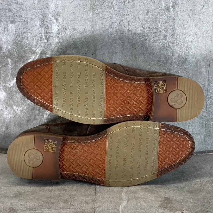 THOMAS & VINE Men's Brown Leather Hawthorn Apron Toe Tassel Loafers SZ 11