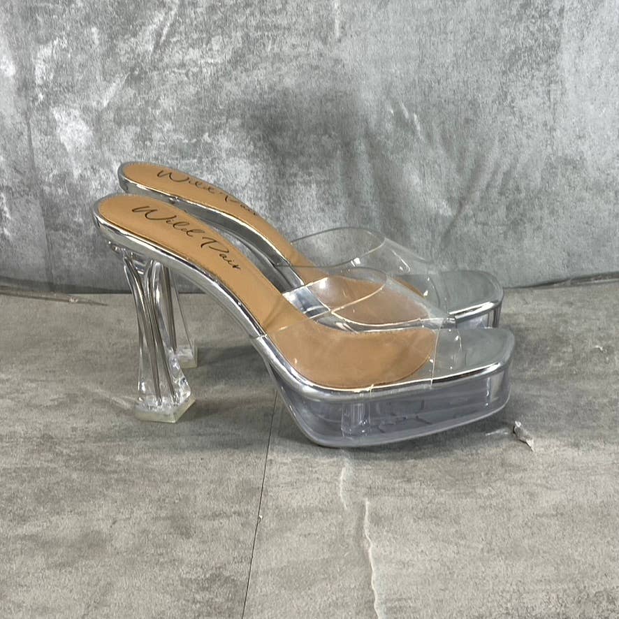 WILD PAIR Women's Clear Vinyl Regeena Square-Toe Platform Slide Dress Sandal SZ6