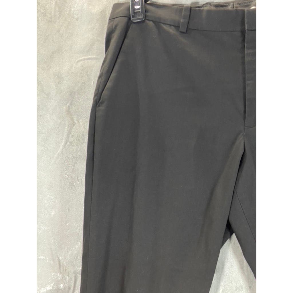 UNBRANDED Men's Black Solid Slim-Fit Flat-Front Pants SZ 36X30