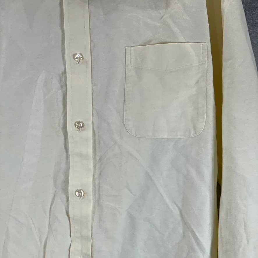 LANDS' END Men's Beige Supima Hyde Park Button-Up Long-Sleeve Shirt SZ 16.5-33