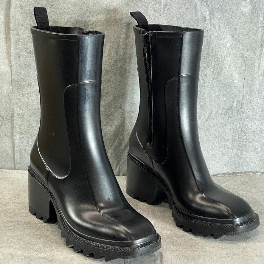 INC INTERNATIONAL CONCEPTS Women's Black Everett Luge Sole Block-Heel Rain Boots